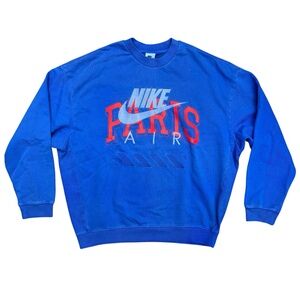 Nike Air 'Paris' Terry Fleece Blue Crew Sweatshirt